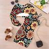 Girls Cartoon 2 Piece Outfits, Long Sleeve Crop Top + Spaghetti Strap Bodycon Dress, Ethnic Floral Print Party Dress Set