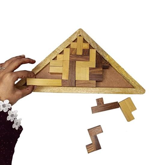 Drevené puzzle 3D puzzle Drevo, Hádanky pre dospelých Drevené hračky a 3D hádanky Vzdelávacie hry Trojuholníkový tvar