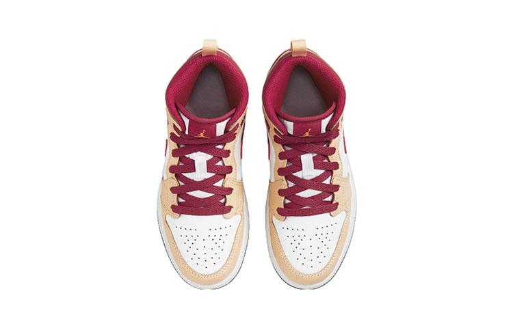 Kids' Sneakers Jordan 1 Mid Light Curry Cardinal (PS) White Onyx/White/Cardinal Red/Light Curry