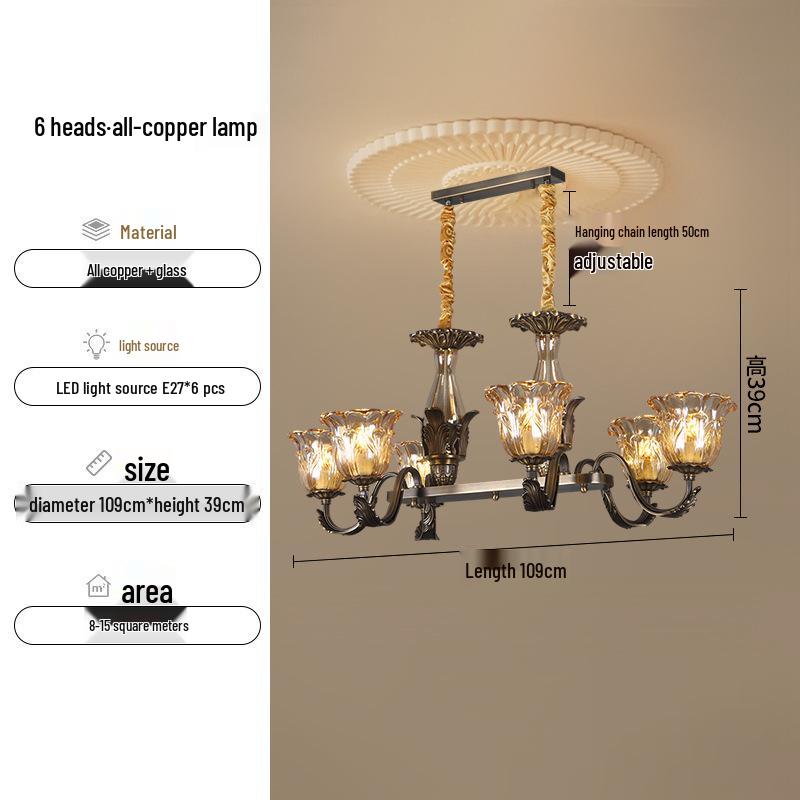 Modern Minimalist Copper Chandelier for Living Room, Restaurant, and Bedroom