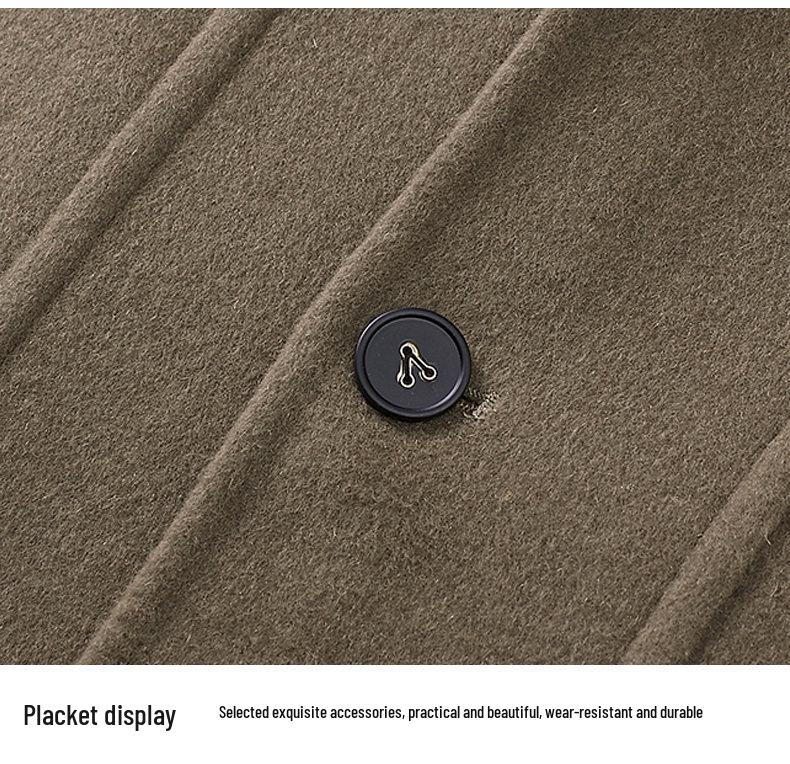 Men's Mid-Length Double-Sided Woolen Coat, Suit Collar, Korean Style, Casual Jacket for Autumn Winter.