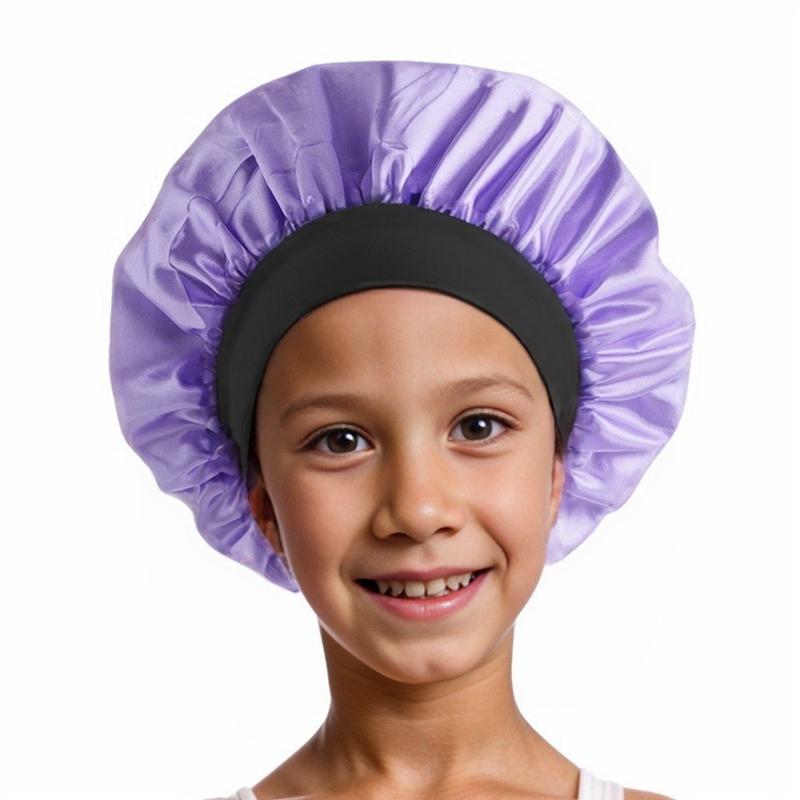 Dětská saténová noční čepice na ochranu vlasů a proti prachu Kulatá čepice