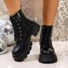 Fashion BLACK and White Boots Winter Shoes Women Ankel Boots Goth Shoes Platform Boots Snow Booties Woman Large Size Warm Botas 3223