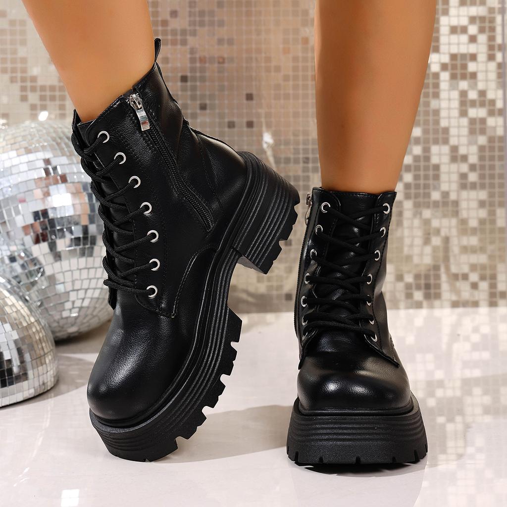 Fashion BLACK and White Boots Winter Shoes Women Ankel Boots Goth Shoes Platform Boots Snow Booties Woman Large Size Warm Botas 3223