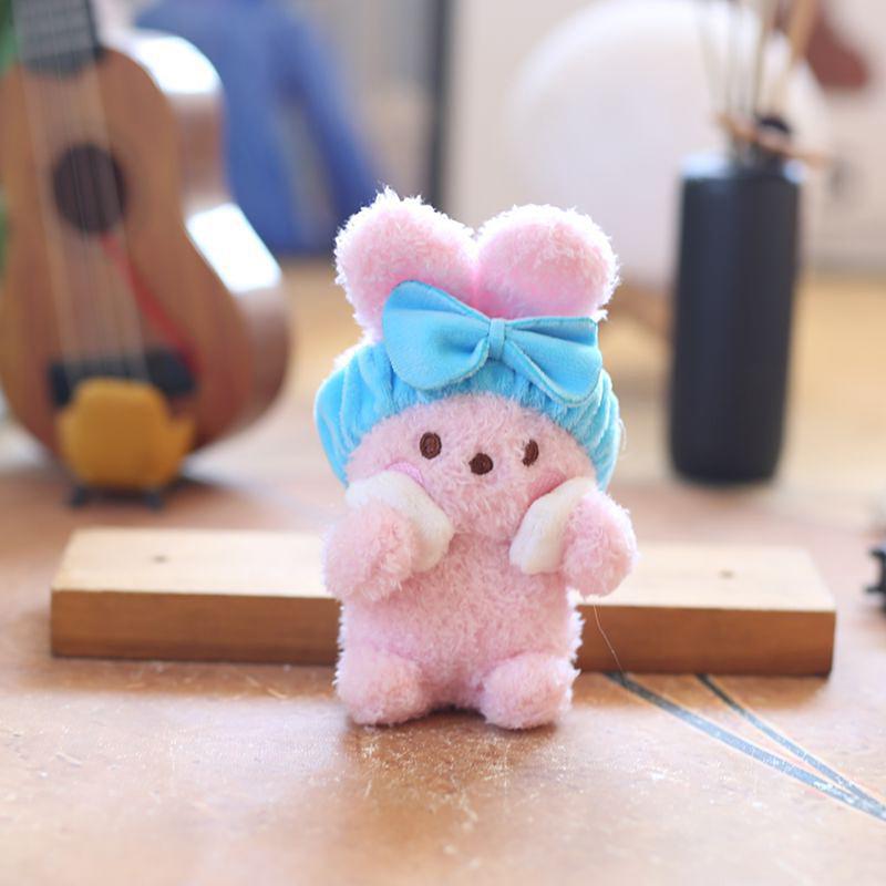 1Pcs Cute Bath Towel Puppy Pendant Plush Toy Doll Bathing Little Bear Rabbit Doll Bag Hanging Decoration Keychain Ornaments
