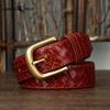 Trendy, Retro, Stylish, Versatile, Top-grain Pure Cowhide Woven Belt for Men, Genuine Leather, Copper Buckle, Woven Denim Belt