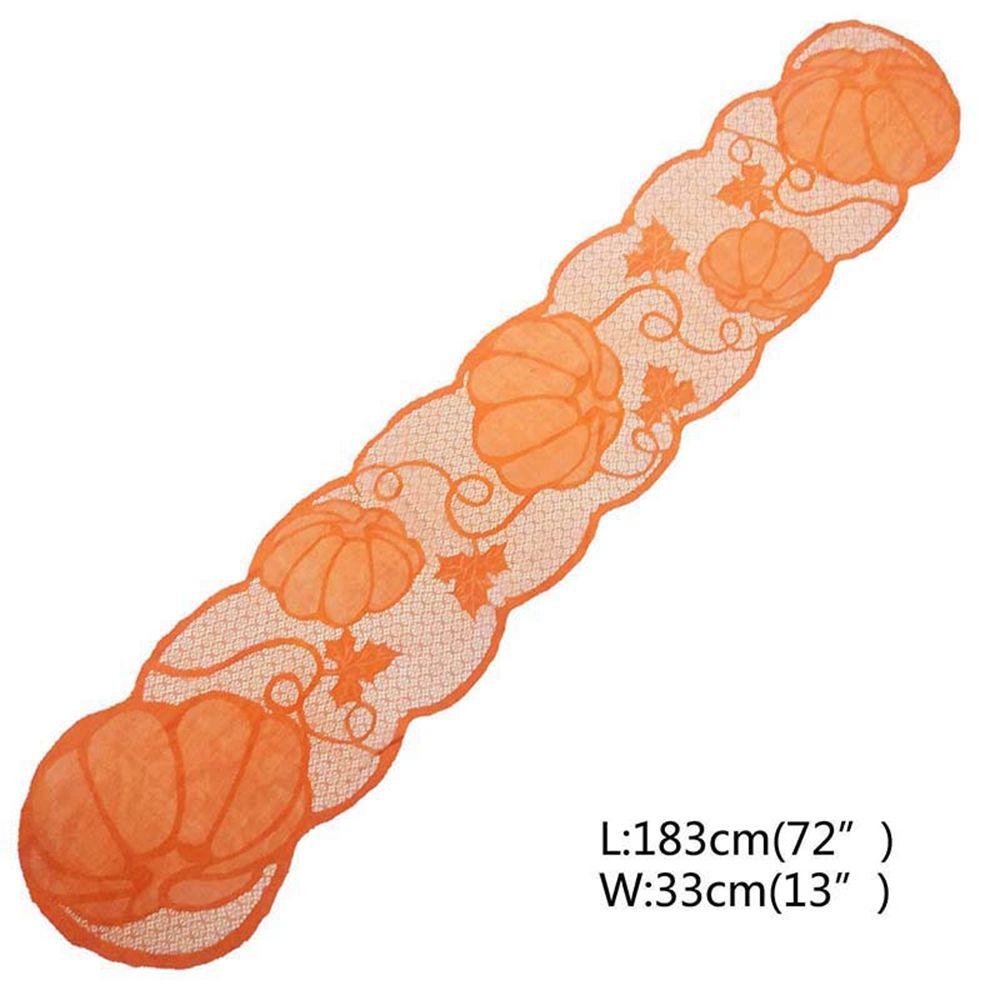 Lace Maple Leaves Pumpkin 72 X 13 Inch Halloween Decorations Table Runner Table Cloth Table Cover