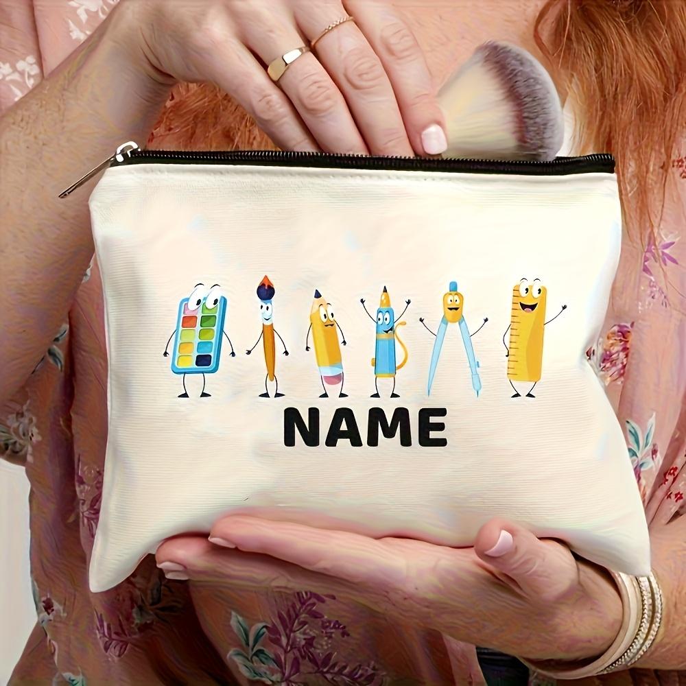 Personalized Custom a Special Art Name Pencil Print Large Capacity Zipper Makeup Bag - Portable Travel Cosmetic Bag Fashion
