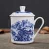 Jingdezhen Bone China keramiske store kopper med lokk drikkekar Porselenskrus møtegave Kontorkrus ca 500ml