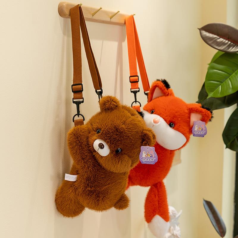 New Animal Trend Schoolbag Children's Plush Messenger Bag Husky Doll Going Out Travel Backpack