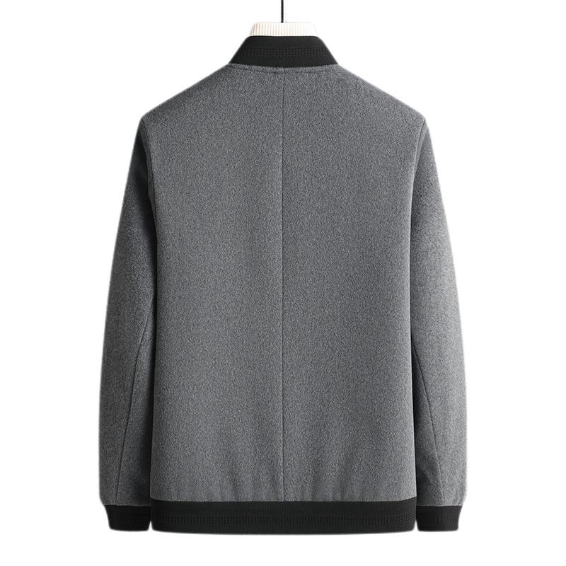 Autumn and Winter New Men's Wool Jacket Woolen Jacket Middle-aged Men's Business Casual Woolen Stand-up Collar Zipper Jacket