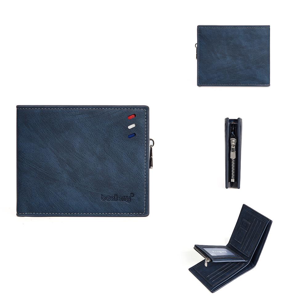 Trendy Men's Color Stripe Wallet with Logo, Card Holder, Zipper Pocket