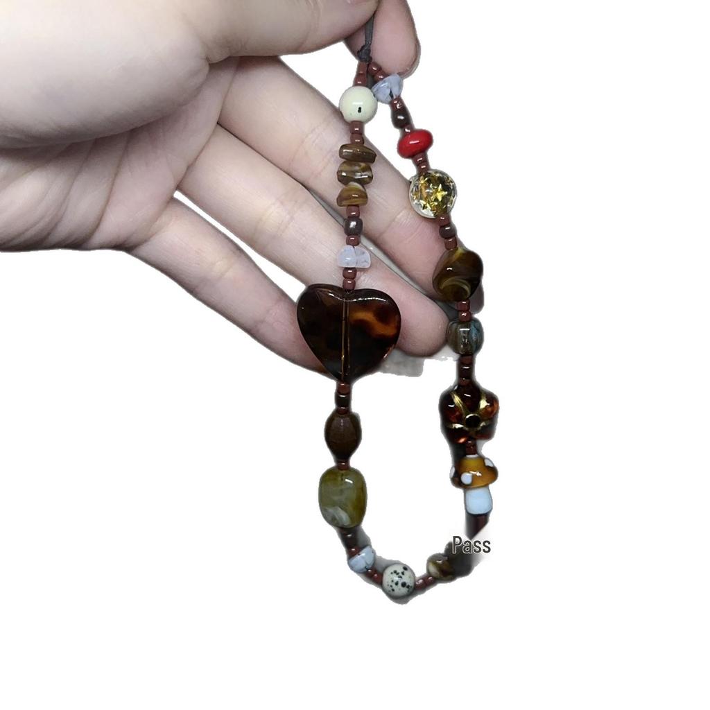 Handmade Retro Amber Beaded Phone Chain and Camera Lanyard