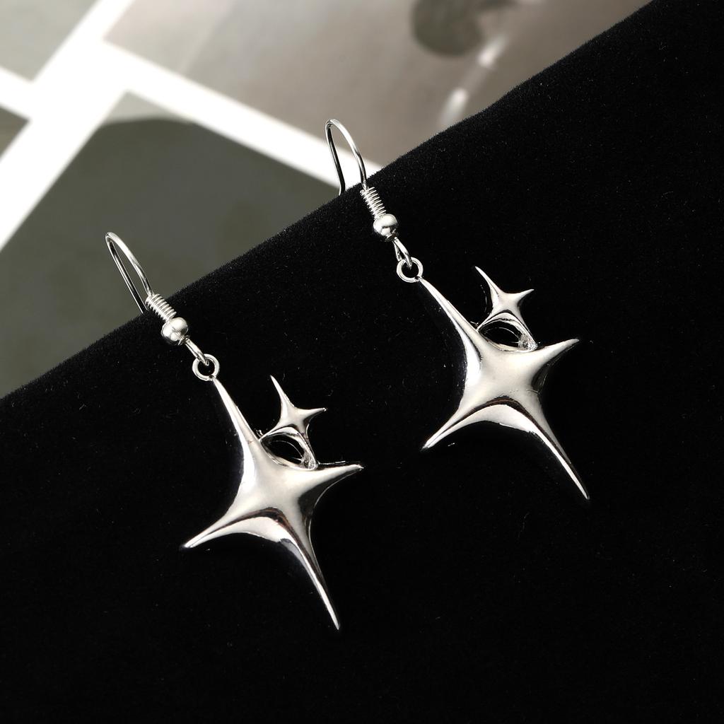 Korea Personality Sparkly Zircons Awn Star Tassel Chain Piercing Stud Earrings for Women Trendy Designer Dangle Earrings Jewelry