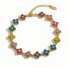 Colorful Flower Zircon Inlaid Bangle 316L Stainless Steel Gold Plated Adjustable Bracelet Minimalist Charm Jewelry Gift