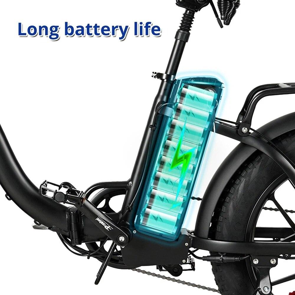 Folding Electric Bike Step Through Moped E-bike 20*4.0 inch Fat Tire 750W Motor 48V 18Ah Battery 150Kg Max Load
