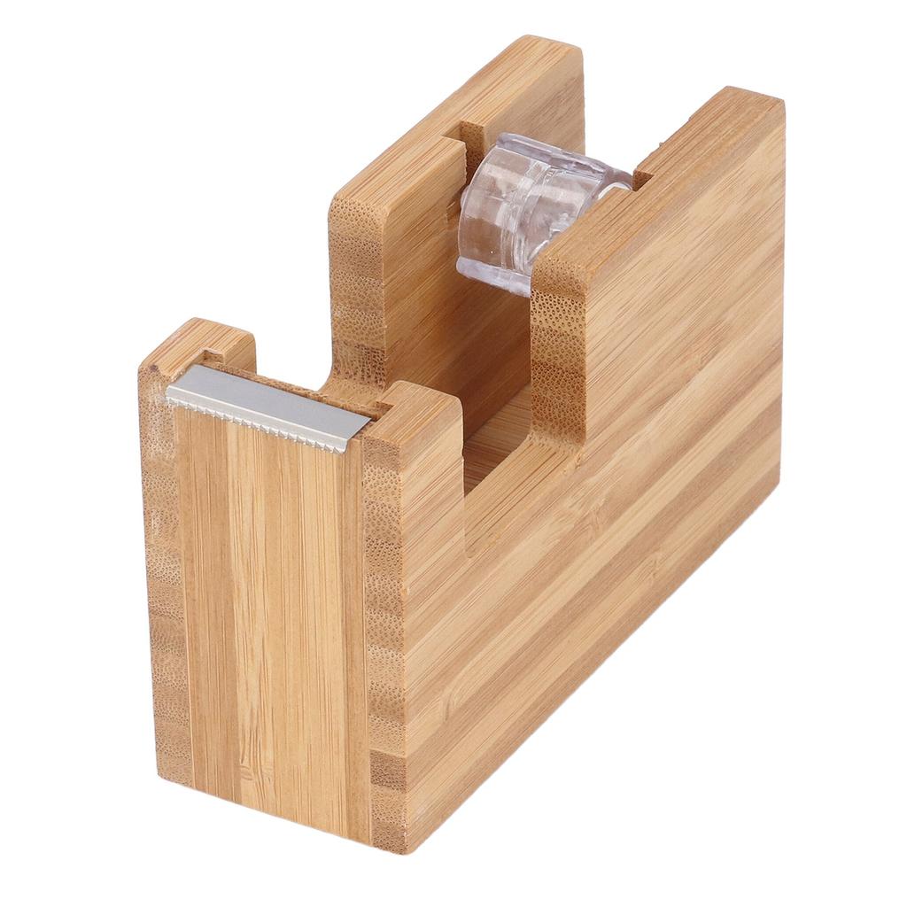 Desktop Tape Dispenser Bamboo Wood Tape Cutter Holder Adhesive Roll Base Stationery Tool