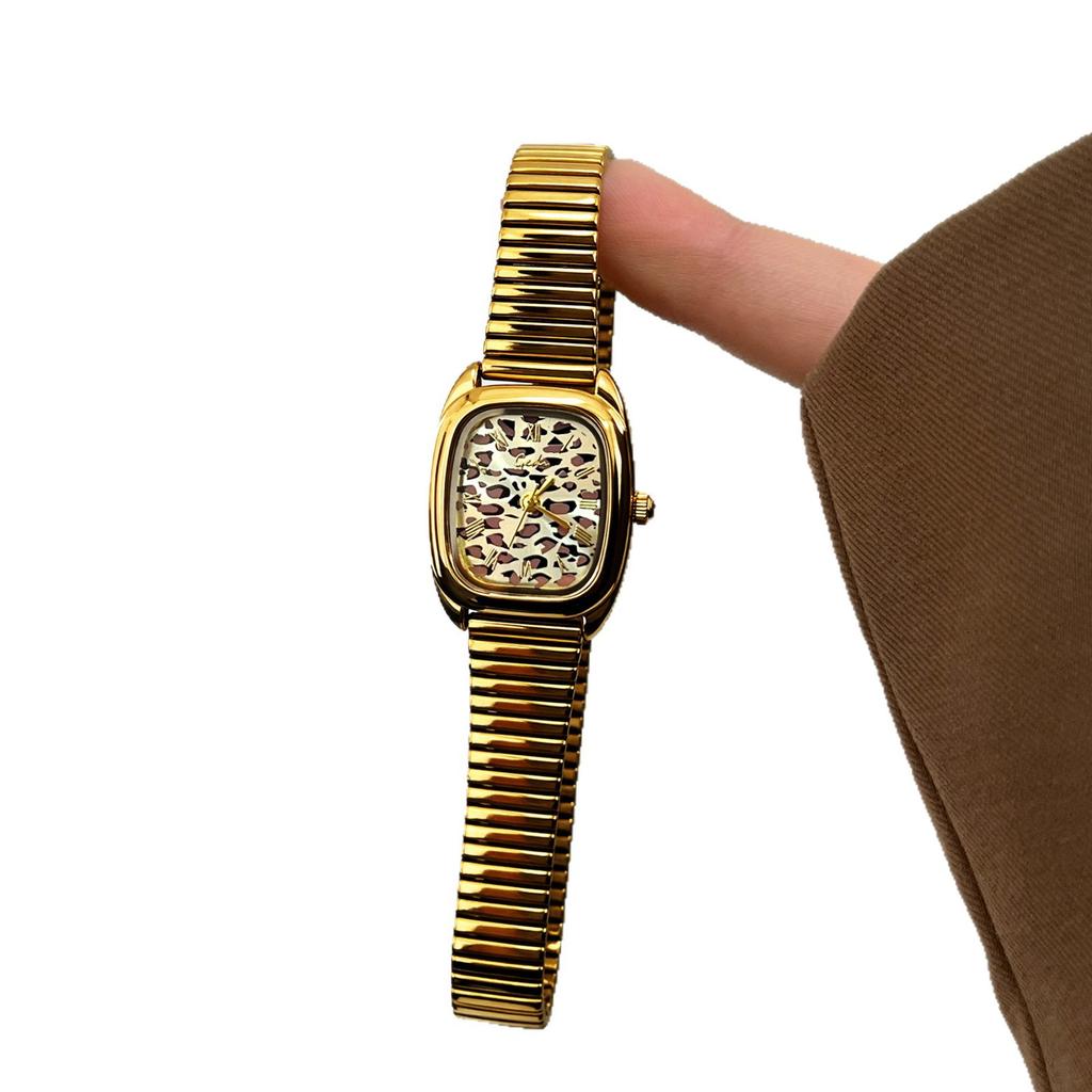 Retro Leopard Print Bamboo Watch Women'S Niche High-End Snake Bone Chain Wind Temperament Adjustable Watch
