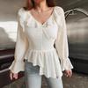 1116 European and American women's clothing new products Royal sister style elegant long-sleeved ruffle edge chiffon shirt autumn irregular top