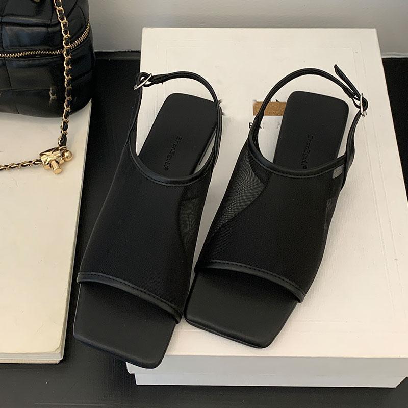 

Fashion Fashion Shallow Women Flats With Shoes Sandals Luxury Female Mesh Breathable Footwear Ladies Flats Sandals Shoes Summer Spring 35 чёрный