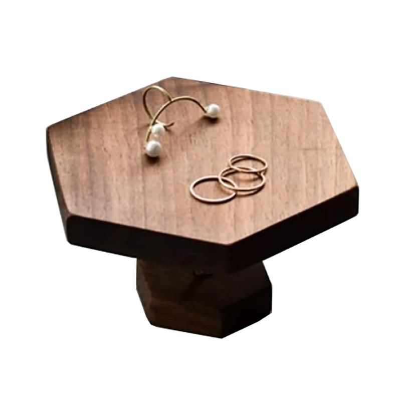 Présentoir à Bijoux Hexagonal Créatif Noyer Porte-Bijoux Plateau pour Colliers et Bagues Accessoires de Présentation pour Vendeurs de Bijoux Rangement pour Boucles d'Oreilles et Bracelets