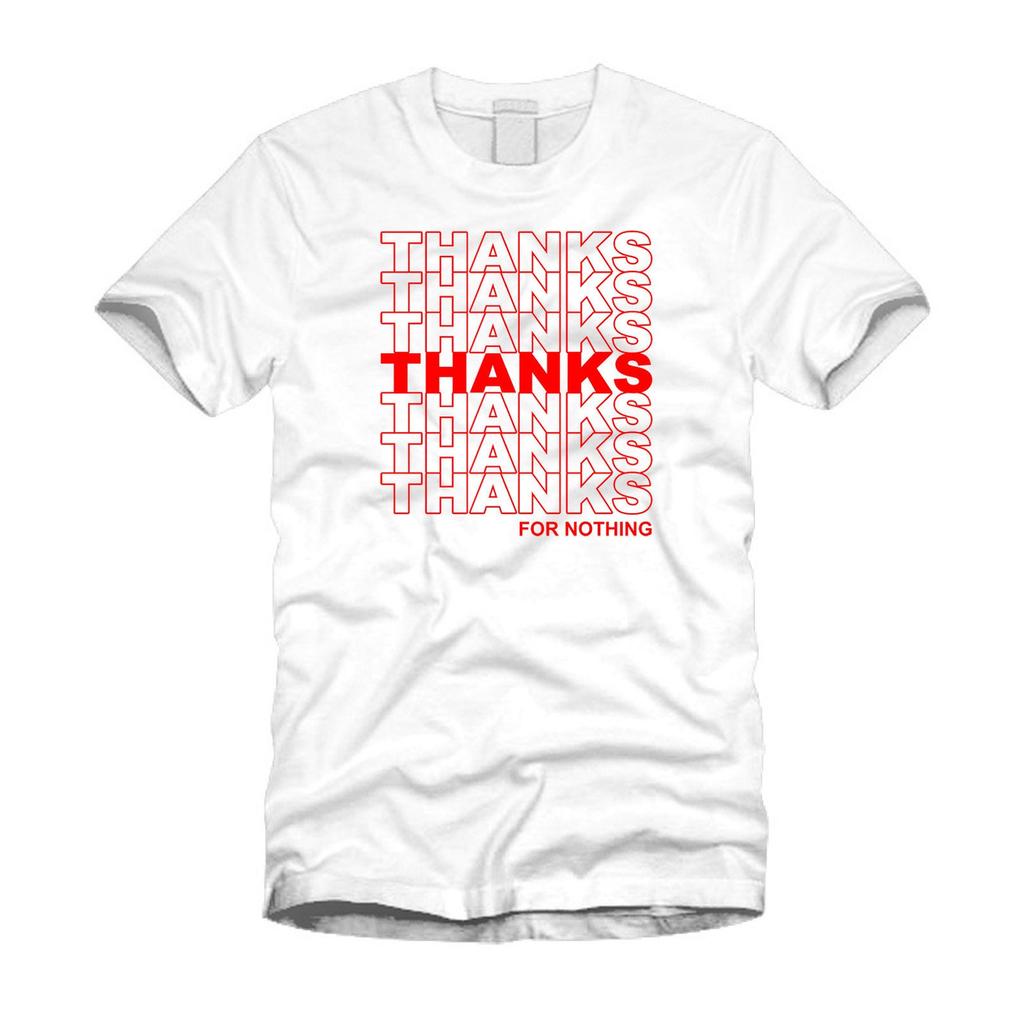 Danke für Nichts Lustiges Danke Plastiktüte Typografie Unisex Weißes T-Shirt