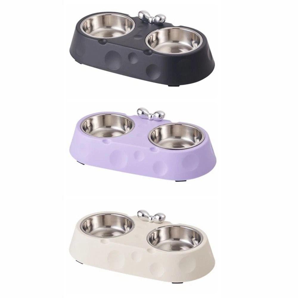 Double Bowl Puppy Food Feeder Cheese Shaped Kitten Feeding Bowl Pet Drinking Dish  Pet Supplies