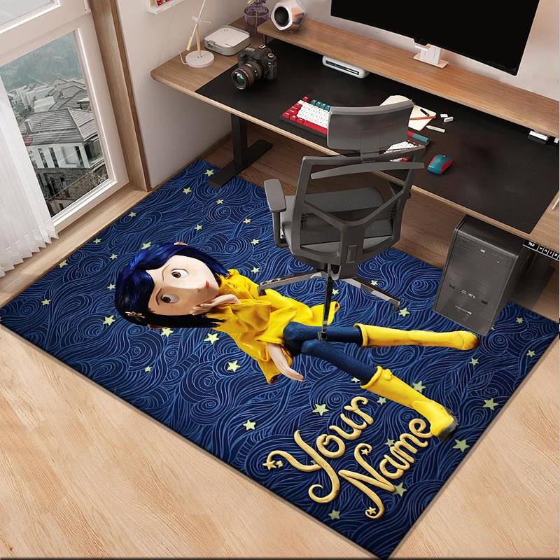 Custom NameMystery Coraline's World Carpet, Indoor Rug, Chair Rug, Living Rooms, Doormat Made From Polyester Home Decor Birthday Christmas Gifts