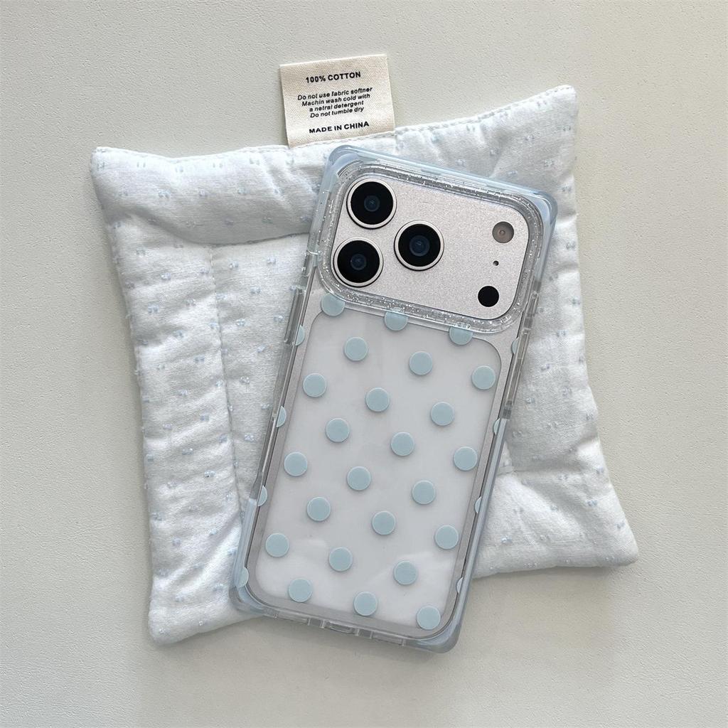Transparent Polka Dot iPhone 15 Case with Drop Protection for Apple 17/16 ProMax