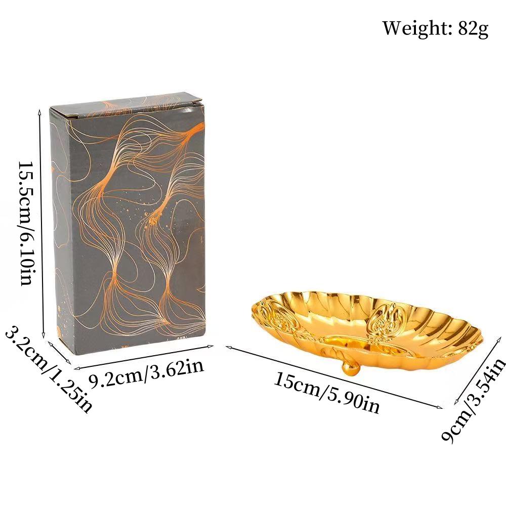 European Fruit Plate,Golden Alloy Exquisite Luxury Shell Shape Tray,Food Snack Candy Disc,Wedding Cake Disc Desktop Decoration