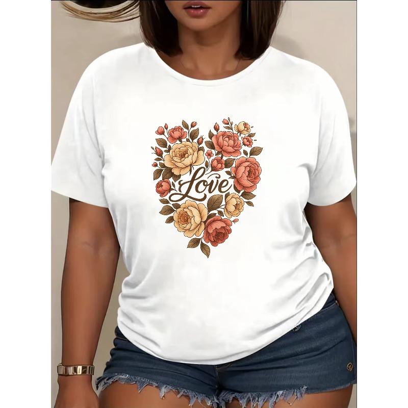 

Европейский размер Любовь Цветочный Сердечный Повседневный Топ | Розовые и Желтые Цветы с Зелеными Листьями, Свободный Крой Топа для Повседневной Романтики и Солнечных Нарядов S белый