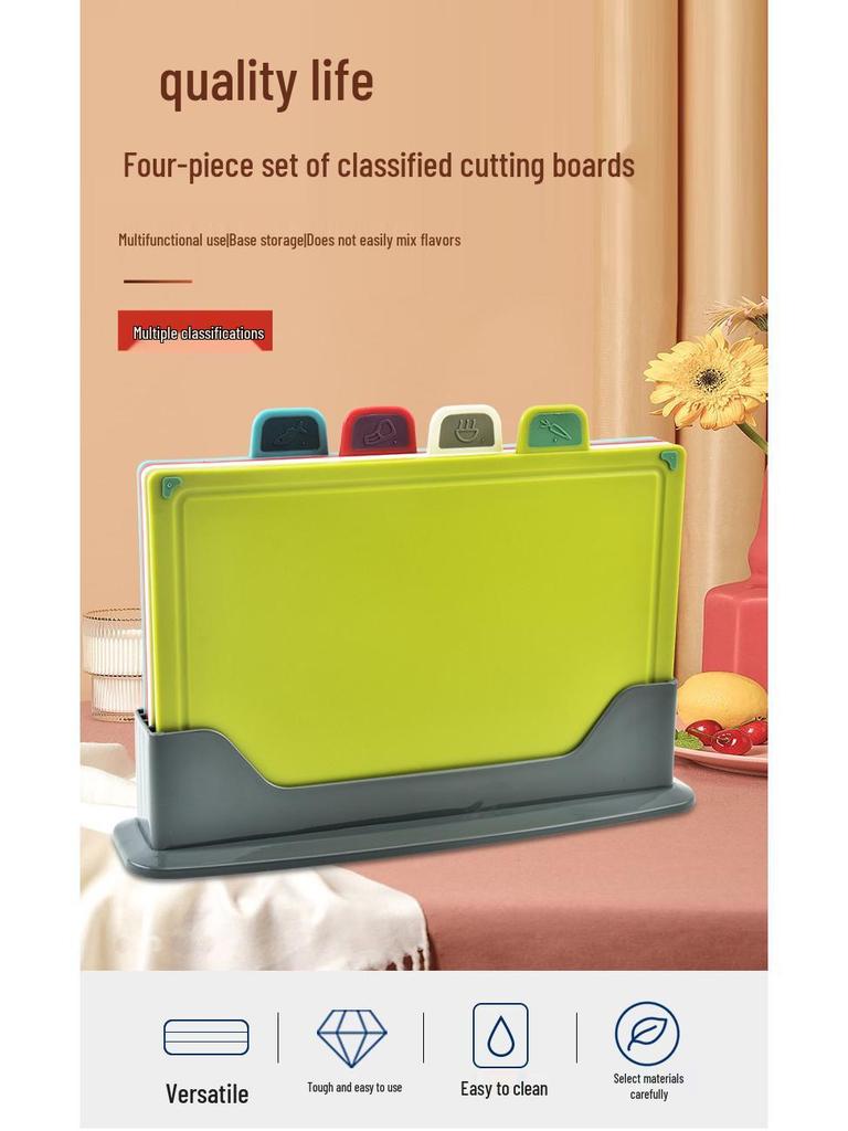 Mehrzweck PP Kunststoff Schneidebrett Set - 4-teilig für Küche und Fleischhacken