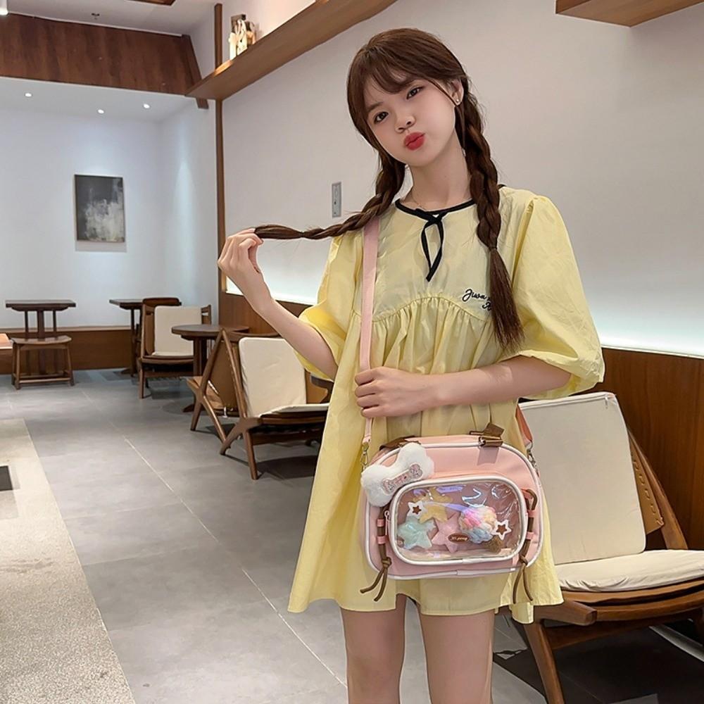 

Funny Transparent Pocket Backpack Japanese Style Badge Display Shoulder Bag Travel Blue without Doll