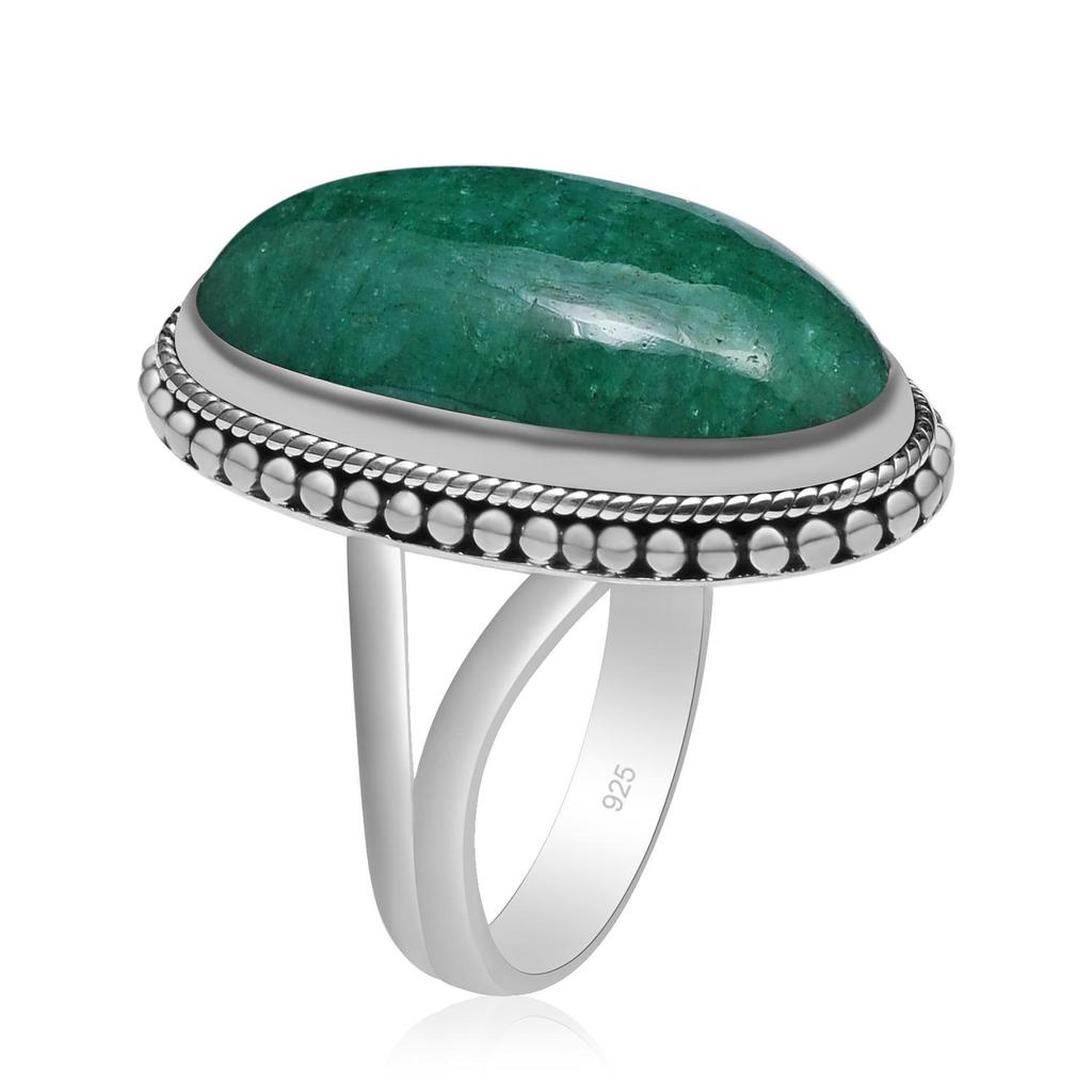 Natürlicher Smaragd-Edelstein aus 925er-Sterlingsilber mit geteiltem Schaft für Damen und Mädchen