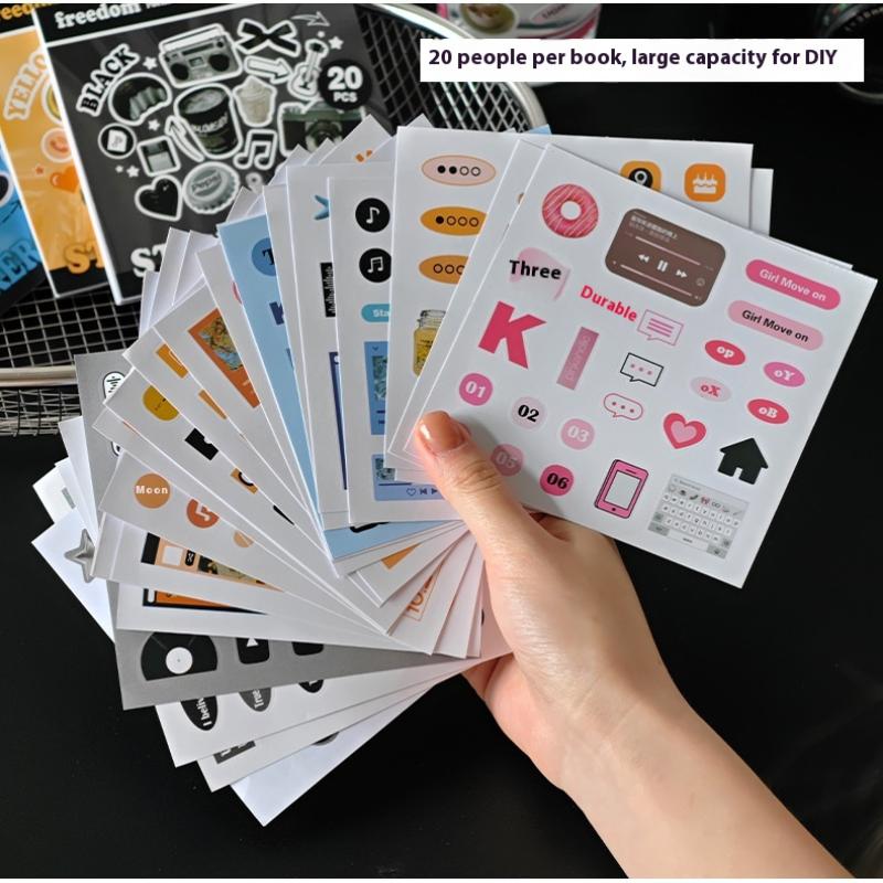 20 Sheets Mini Deco English Cutting-Free Handbook Daily Quotes Series Cut Film Sticker Book Diy Decorative Material Decals