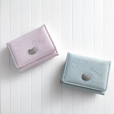 Women's Cat Metal Pendant Folding Wallet Card Holder
