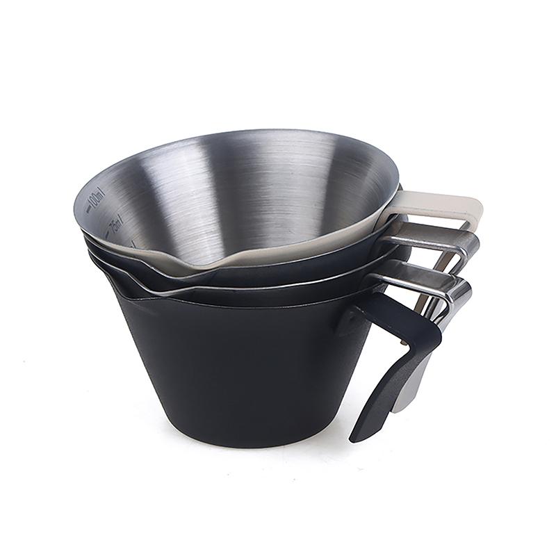 1Pc 100Ml Espresso Measuring Cup With Handle Stainless Steel Coffee Shot Coffee Pouring Cup Home Kitchen Measuring Accessories