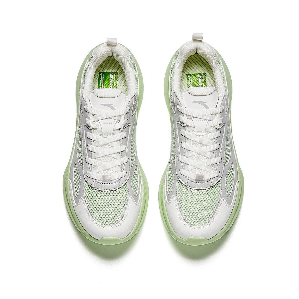 Anta Cushioning Abrasion Resistant Lightweight Low top Casual Shoes Women's White Green 922618898-2