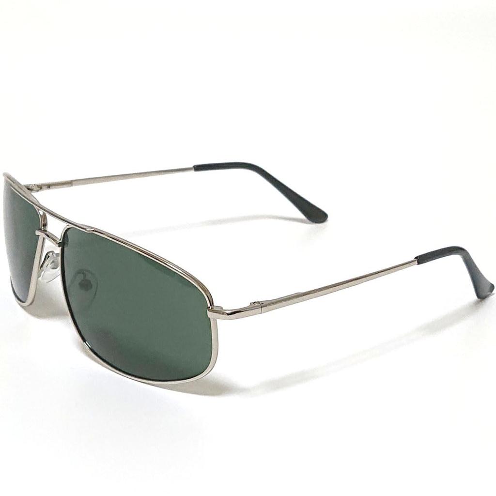 FashionBerry Silver x Green Square Polarized Sunglasses with UV Protection and Metal Frame for Men and Perfect for and Stylish with Polarized and