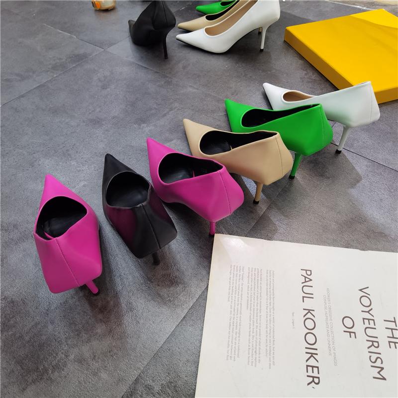 Fashion European And American Style Sexy Fashion Pointy High Heels For Women 2025 Fall Heel Network Red Green Single Shoes
