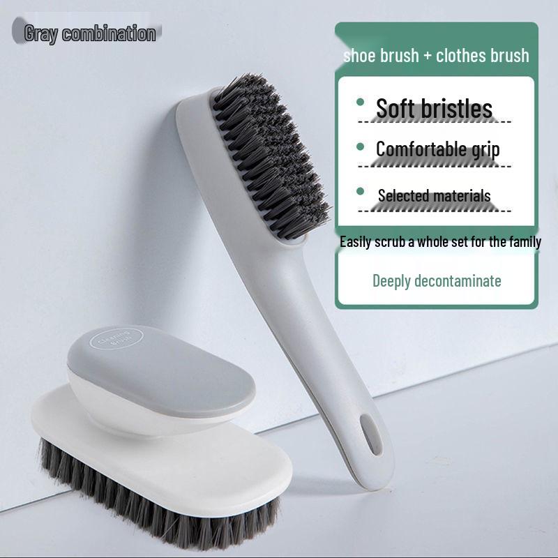 Nordic Style Soft Bristle Shoe and Laundry Brush with Long Handle - Gentle Cleaning for Shoes and Clothes