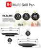 KAZARIKO IH Iron Griddle Round Grill Plate for Direct Korean Large Size with Wooden Handle and Grip Pan, Yakiniku, Samgyeopsal, BBQ, Fire, Home,