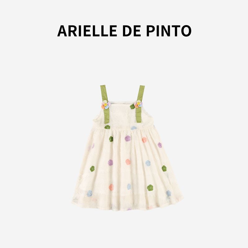 Французское детское милое вышитое платье-сарафан Arielle De Pinto Летнее модное платье принцессы Beige 140