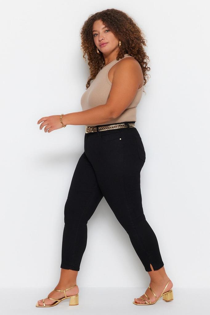 Women's Style Plus Size High Waist Non-Fading Black Flexible Skinny Jeans