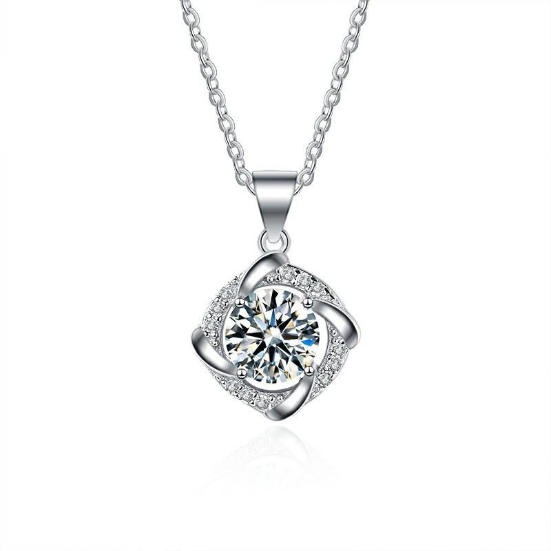 S925 Sterling Silver Moissanite Necklace for Women Rotating Windmill Pendant 1 Carat D Color Fashion Collarbone Chain Gift