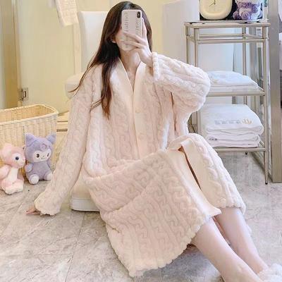 Χοντρή Βελουτέ Νυχτικιά Γυναικεία Νέα Χειμωνιάτικη Ζεστή Πατςγουόρκ Τσέπες Αξιαγάπητα Κορίτσια Νυχτικά Σπίτι Χαλαρό Ελεύθερος Χρόνος