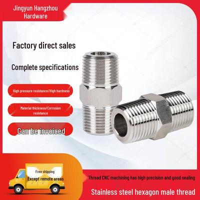 304 Stainless Steel High Pressure Hexagonal Reducing Nipple Connector - Double Male Thread, 2 To 4 Points
