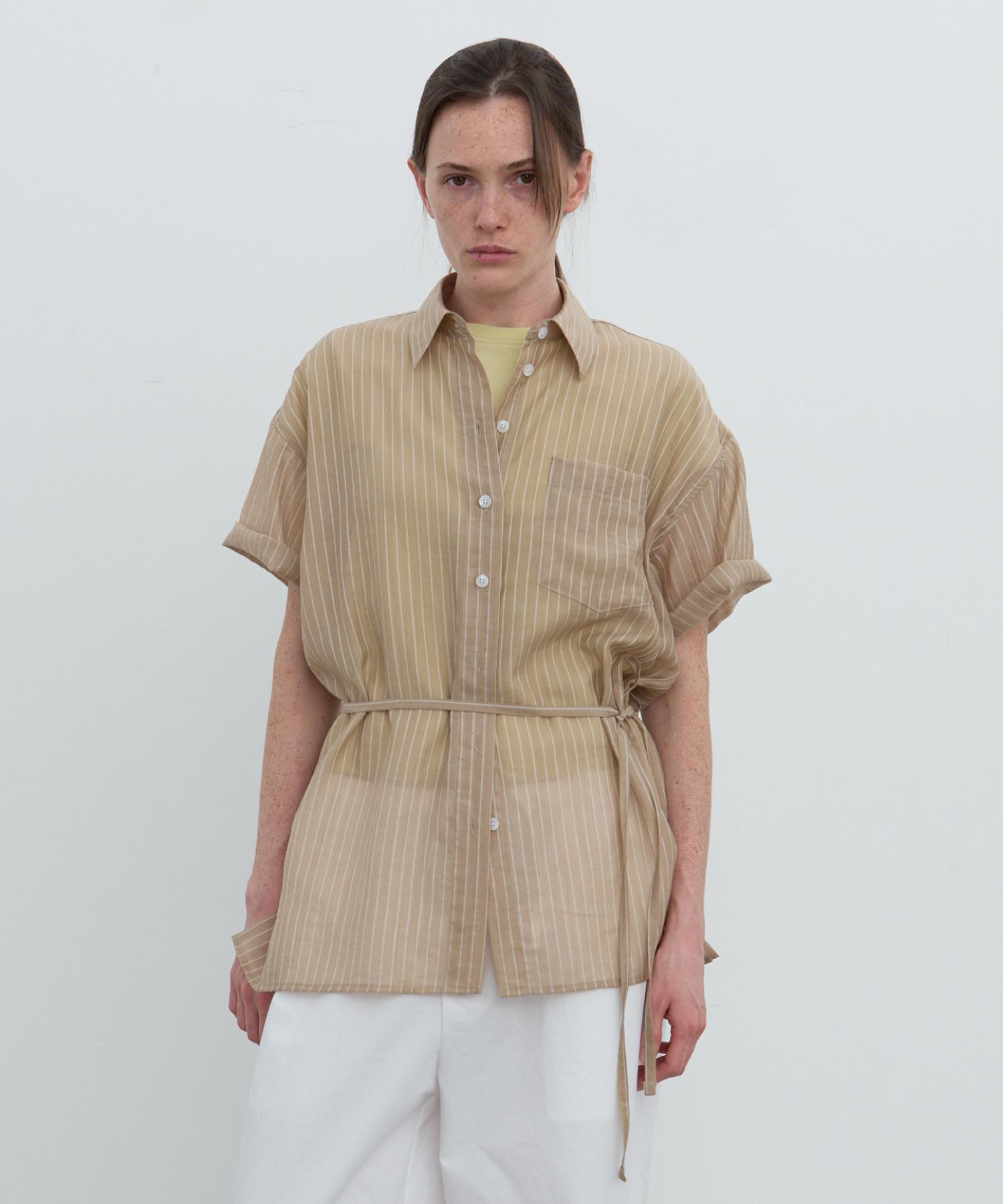 Poser Two-Way Tencel Wrap Shirt (Beige) Beige/Free
