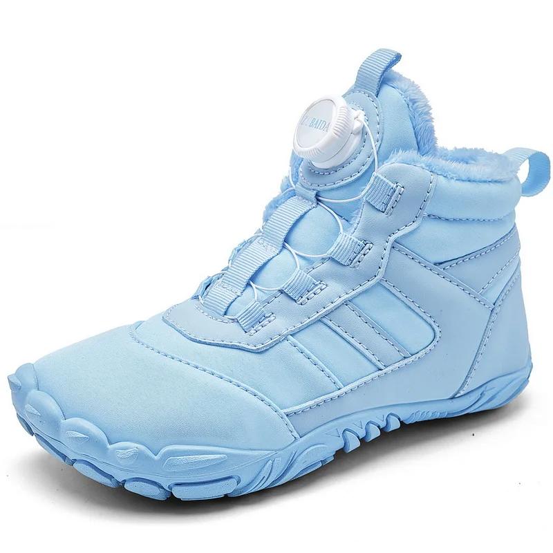 New Parent-child Winter Boots Men and Women Snow BareFoot Outdoor Non-slip Warm Fur Casual Boys/girls Sneakers Kid's Ankle Boots