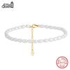 Effie Queen Natural Freshwater Pearls Beaded Chain Anklet Foot Accessories Simple Handmade S925 Silver Party Jewelry Gift SA38